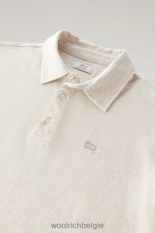 poloshirt van een katoen-linnenmix Woolrich Heren 8TTN0552 strandzand kleding