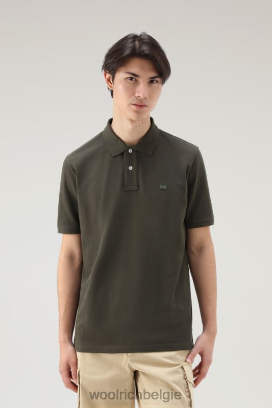 poloshirt van puur katoenpiquét Woolrich Heren 8TTN0384 donkergroen kleding