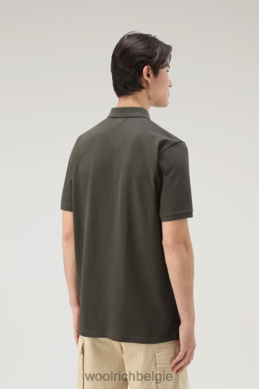 poloshirt van puur katoenpiquét Woolrich Heren 8TTN0384 donkergroen kleding