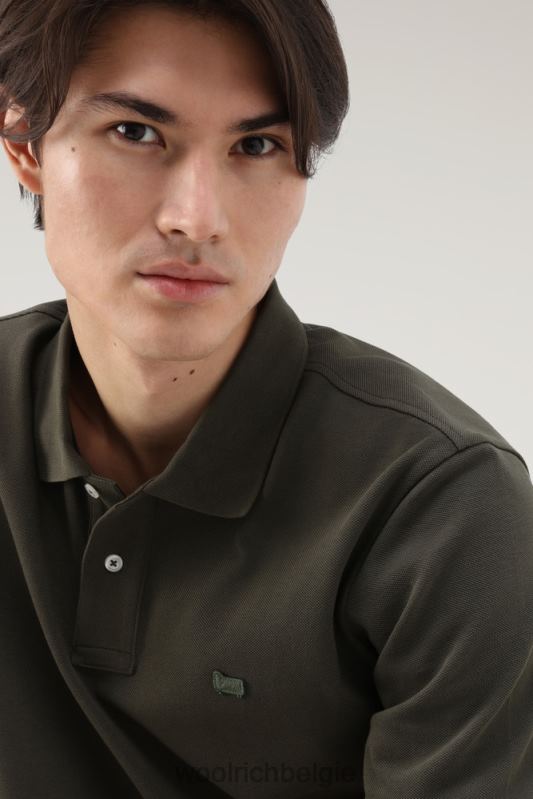 poloshirt van puur katoenpiquét Woolrich Heren 8TTN0384 donkergroen kleding