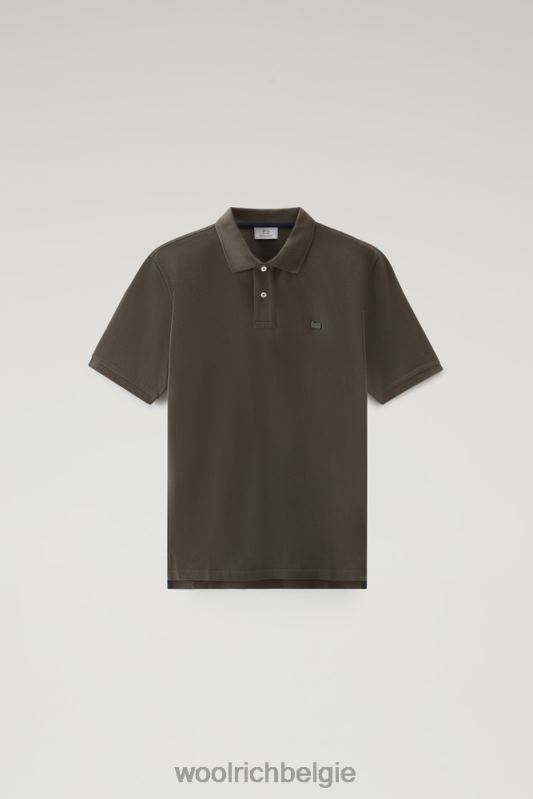 poloshirt van puur katoenpiquét Woolrich Heren 8TTN0384 donkergroen kleding