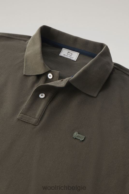poloshirt van puur katoenpiquét Woolrich Heren 8TTN0384 donkergroen kleding
