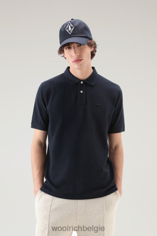 poloshirt van puur katoenpiquét Woolrich Heren 8TTN0387 Melton blauw kleding