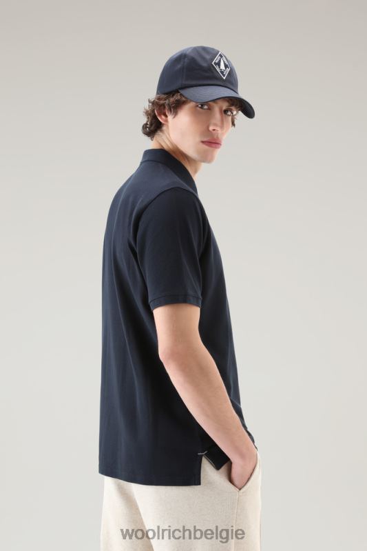poloshirt van puur katoenpiquét Woolrich Heren 8TTN0387 Melton blauw kleding