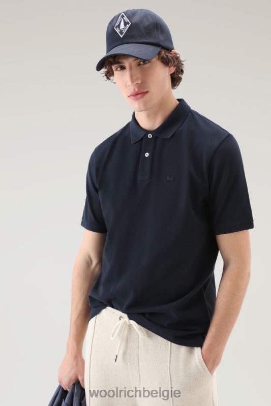 poloshirt van puur katoenpiquét Woolrich Heren 8TTN0387 Melton blauw kleding