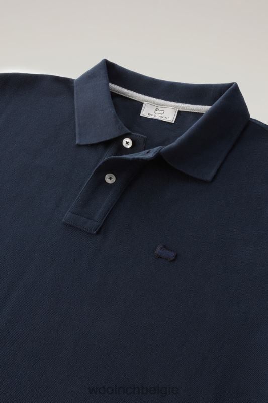 poloshirt van puur katoenpiquét Woolrich Heren 8TTN0387 Melton blauw kleding