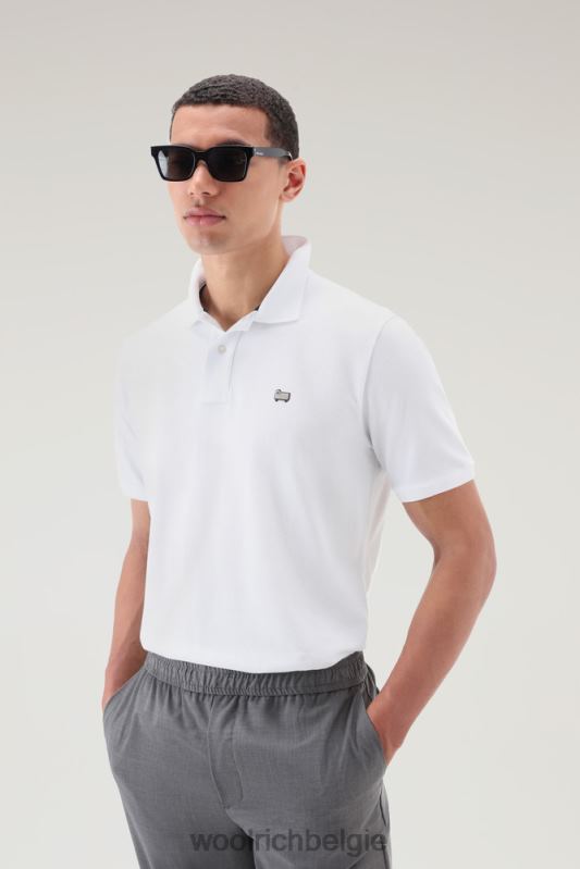 poloshirt van puur katoenpiquét Woolrich Heren 8TTN0461 Helder wit kleding