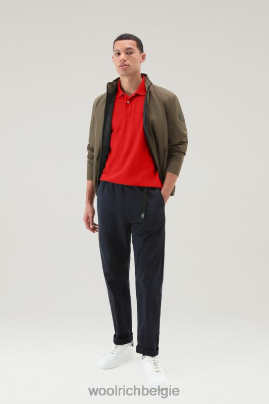 poloshirt van puur katoenpiquét Woolrich Heren 8TTN0468 mariene scharlakenrood kleding