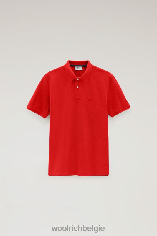 poloshirt van puur katoenpiquét Woolrich Heren 8TTN0468 mariene scharlakenrood kleding