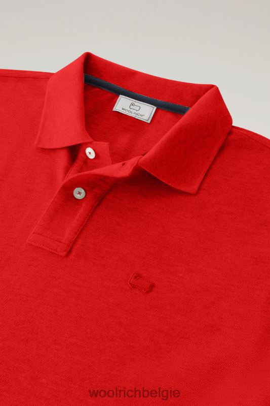 poloshirt van puur katoenpiquét Woolrich Heren 8TTN0468 mariene scharlakenrood kleding