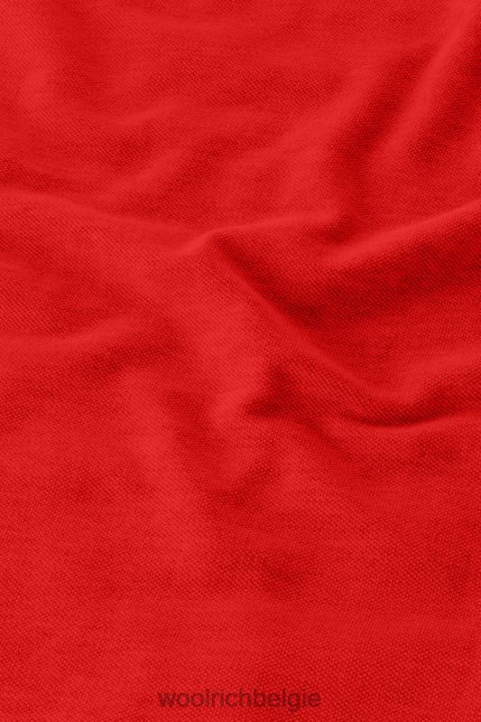 poloshirt van puur katoenpiquét Woolrich Heren 8TTN0468 mariene scharlakenrood kleding