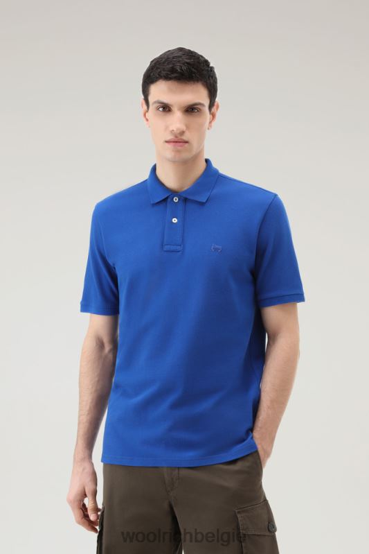 poloshirt van puur katoenpiquét Woolrich Heren 8TTN0545 unie blauw kleding