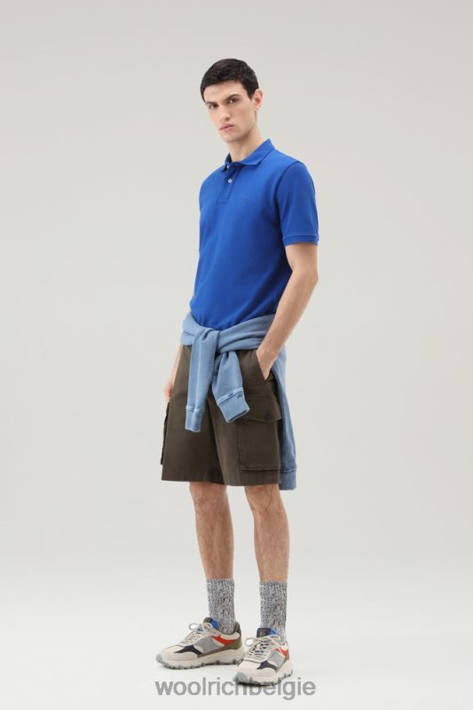 poloshirt van puur katoenpiquét Woolrich Heren 8TTN0545 unie blauw kleding