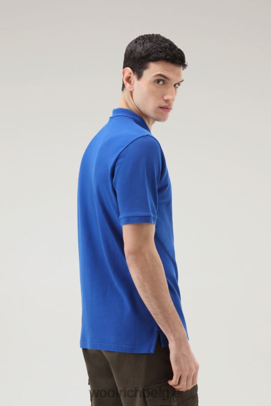poloshirt van puur katoenpiquét Woolrich Heren 8TTN0545 unie blauw kleding
