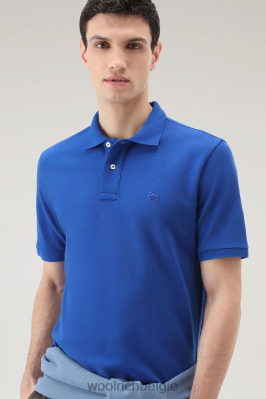 poloshirt van puur katoenpiquét Woolrich Heren 8TTN0545 unie blauw kleding