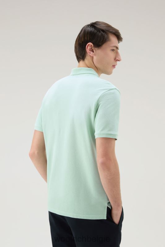 poloshirt van puur katoenpiquét Woolrich Heren 8TTN0579 haven groen kleding