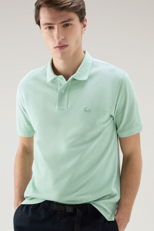 poloshirt van puur katoenpiquét Woolrich Heren 8TTN0579 haven groen kleding