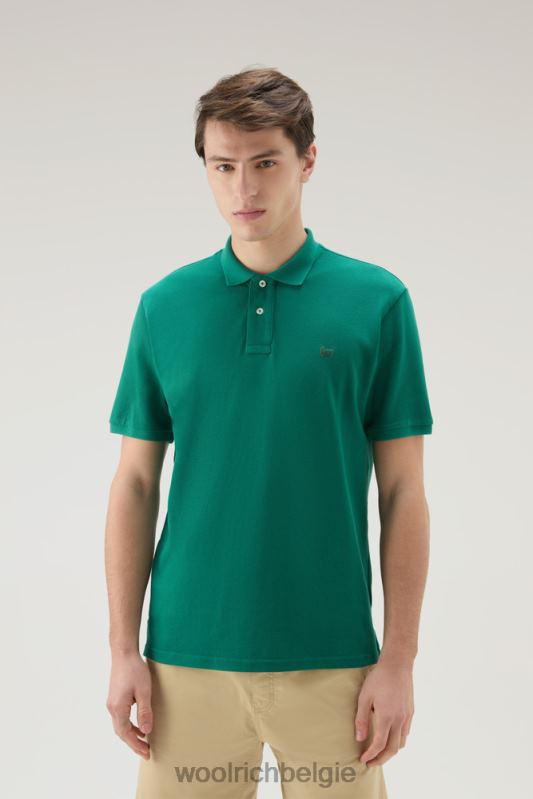 poloshirt van puur katoenpiquét Woolrich Heren 8TTN0580 groenblijvend kleding