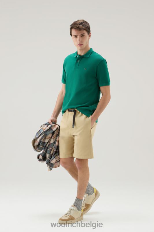 poloshirt van puur katoenpiquét Woolrich Heren 8TTN0580 groenblijvend kleding