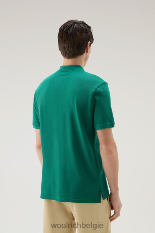 poloshirt van puur katoenpiquét Woolrich Heren 8TTN0580 groenblijvend kleding