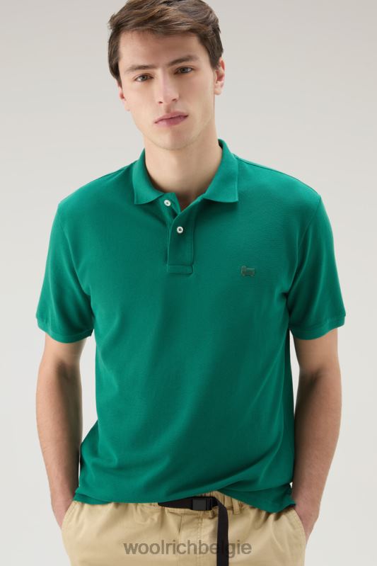 poloshirt van puur katoenpiquét Woolrich Heren 8TTN0580 groenblijvend kleding