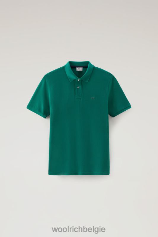 poloshirt van puur katoenpiquét Woolrich Heren 8TTN0580 groenblijvend kleding