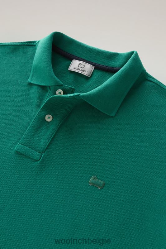 poloshirt van puur katoenpiquét Woolrich Heren 8TTN0580 groenblijvend kleding