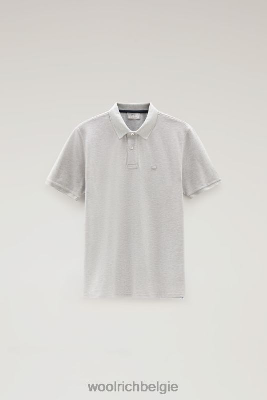 poloshirt van puur katoenpiquét Woolrich Heren 8TTN0628 lichtgrijs gemêleerd kleding