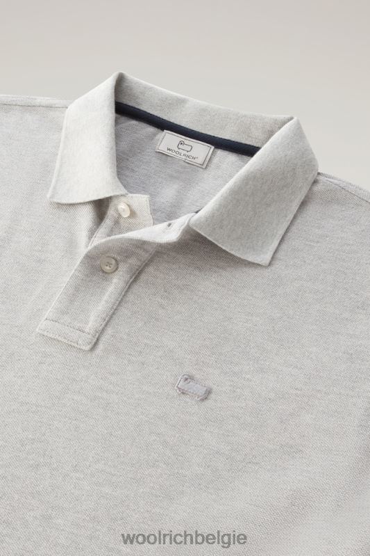 poloshirt van puur katoenpiquét Woolrich Heren 8TTN0628 lichtgrijs gemêleerd kleding