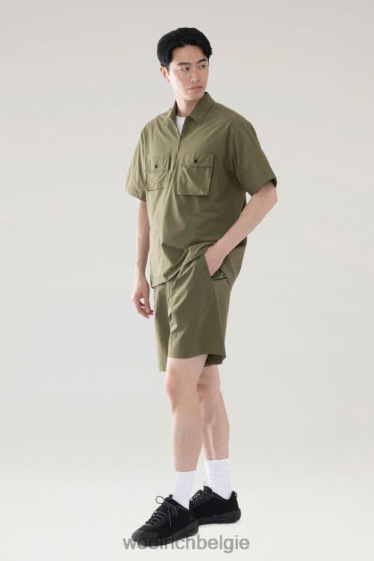 pullovershirt met hoge ventilatie van stretch-ripstop Woolrich Heren 8TTN0606 olijf kleding