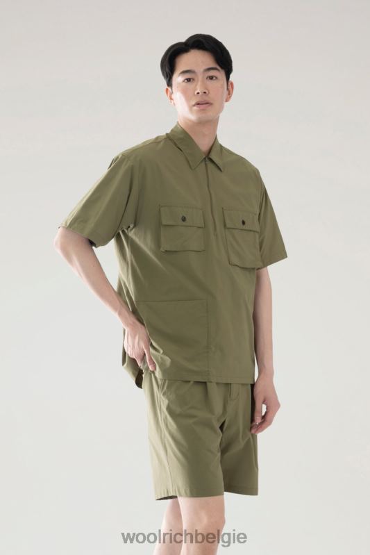 pullovershirt met hoge ventilatie van stretch-ripstop Woolrich Heren 8TTN0606 olijf kleding