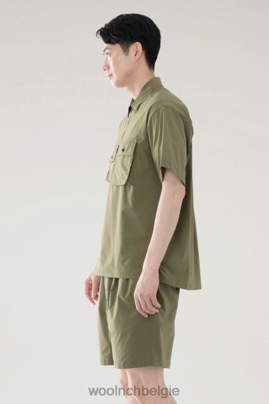 pullovershirt met hoge ventilatie van stretch-ripstop Woolrich Heren 8TTN0606 olijf kleding