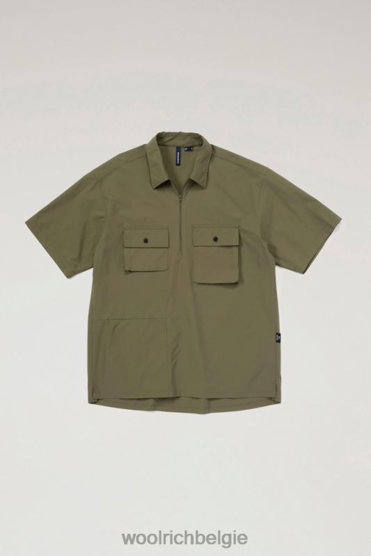pullovershirt met hoge ventilatie van stretch-ripstop Woolrich Heren 8TTN0606 olijf kleding