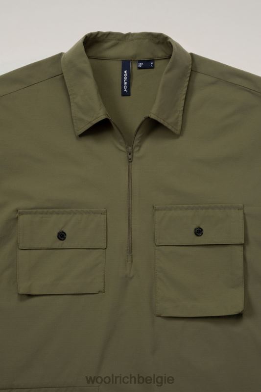 pullovershirt met hoge ventilatie van stretch-ripstop Woolrich Heren 8TTN0606 olijf kleding
