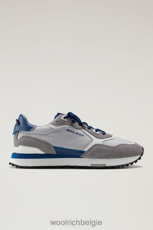 retro sneakers van leer met nylon details Woolrich Heren 8TTN0604 grijs grijs schoenen