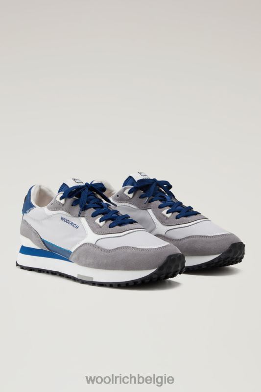 retro sneakers van leer met nylon details Woolrich Heren 8TTN0604 grijs grijs schoenen