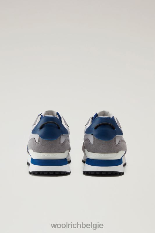retro sneakers van leer met nylon details Woolrich Heren 8TTN0604 grijs grijs schoenen