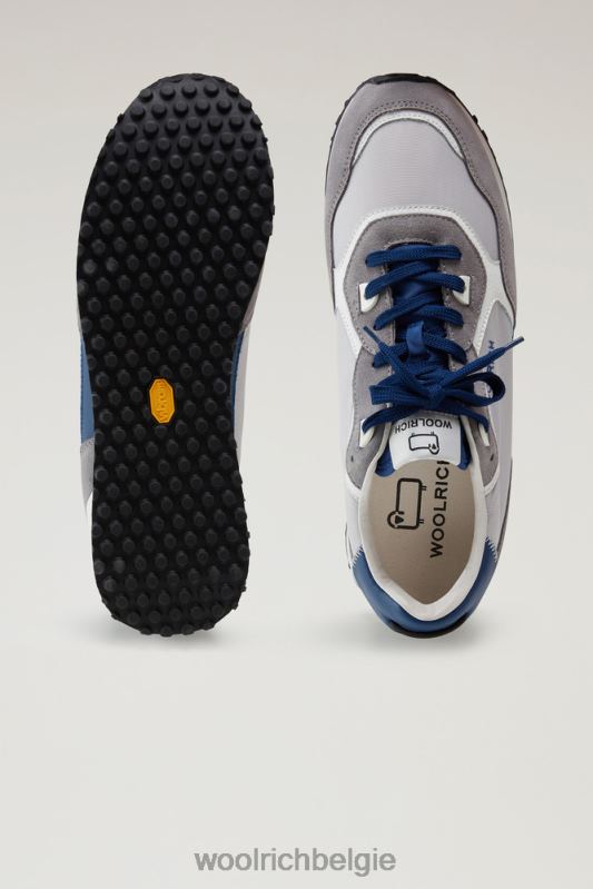 retro sneakers van leer met nylon details Woolrich Heren 8TTN0604 grijs grijs schoenen