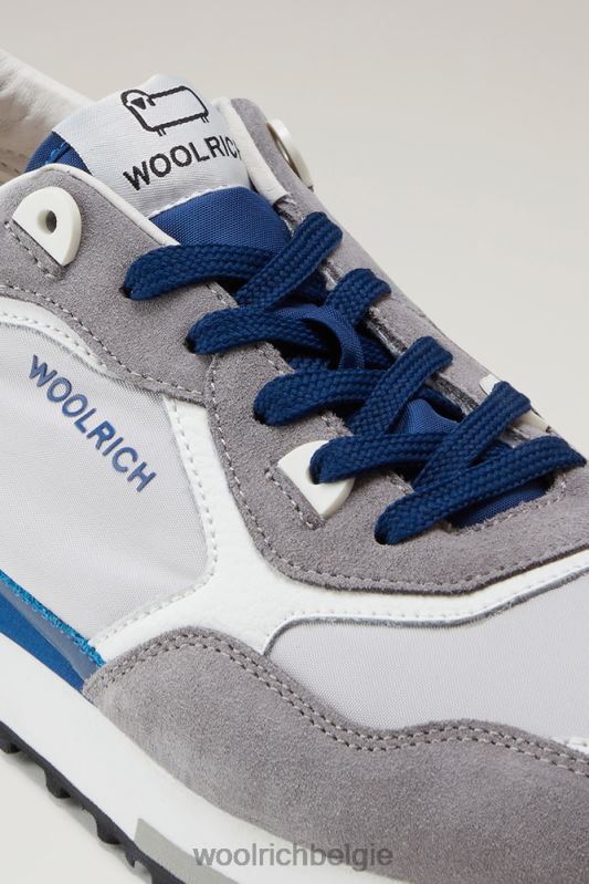 retro sneakers van leer met nylon details Woolrich Heren 8TTN0604 grijs grijs schoenen