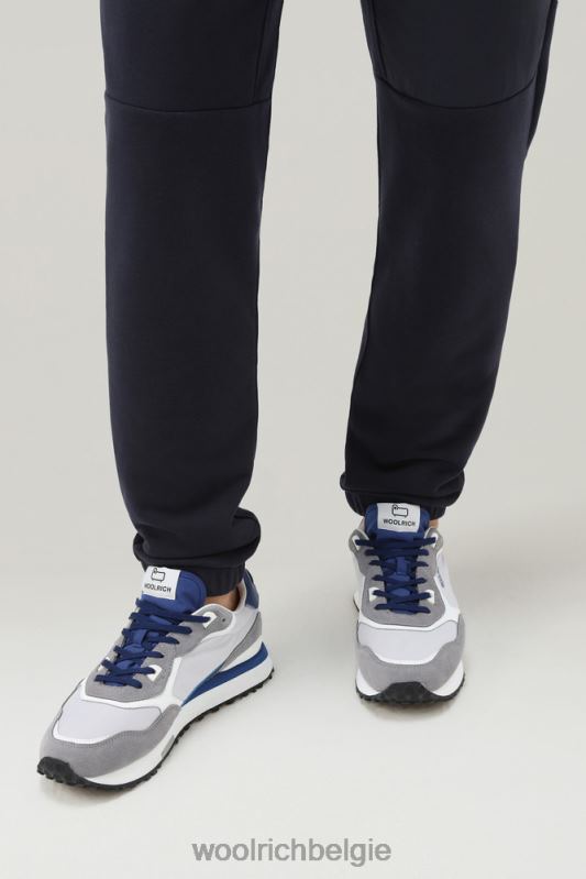 retro sneakers van leer met nylon details Woolrich Heren 8TTN0604 grijs grijs schoenen