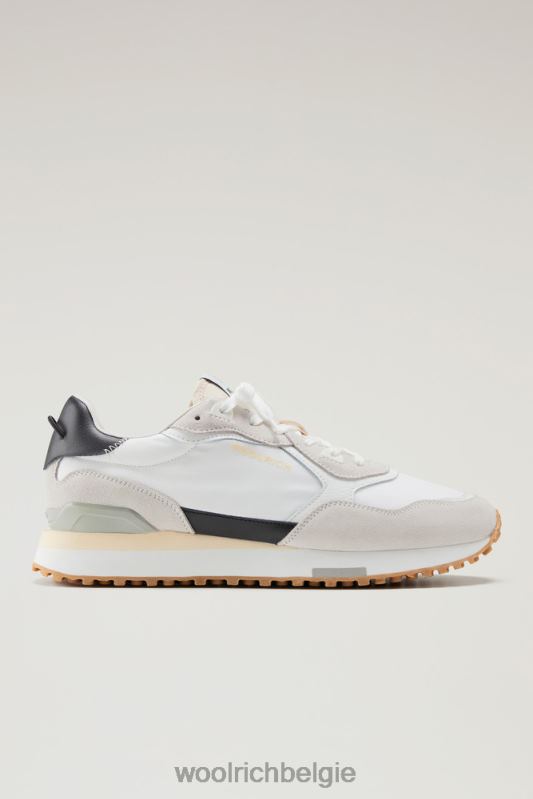 retro sneakers van leer met nylon details Woolrich Heren 8TTN0615 Wit wit schoenen
