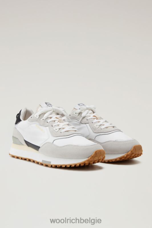 retro sneakers van leer met nylon details Woolrich Heren 8TTN0615 Wit wit schoenen