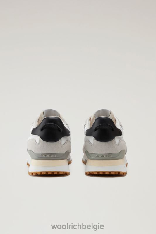retro sneakers van leer met nylon details Woolrich Heren 8TTN0615 Wit wit schoenen