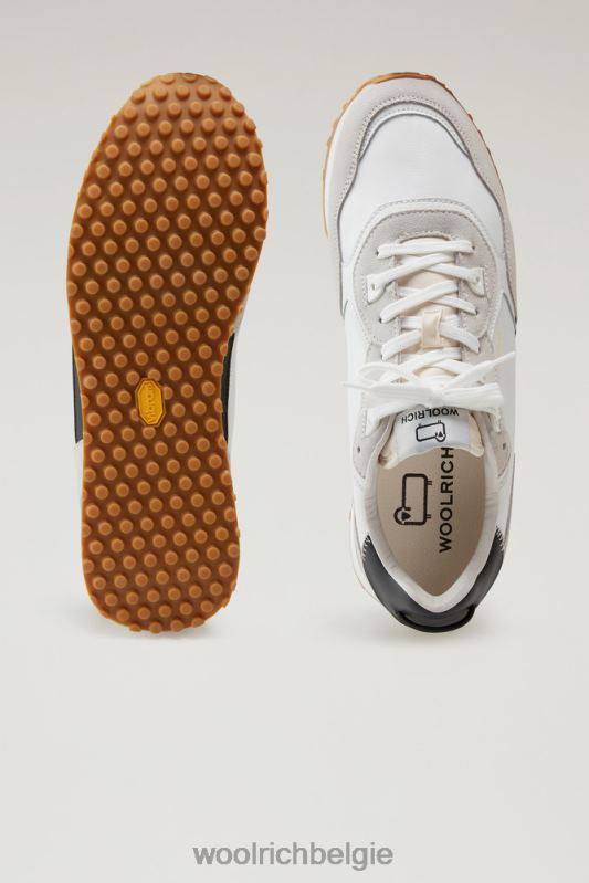 retro sneakers van leer met nylon details Woolrich Heren 8TTN0615 Wit wit schoenen