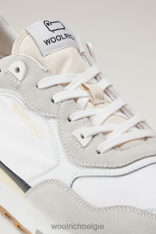 retro sneakers van leer met nylon details Woolrich Heren 8TTN0615 Wit wit schoenen