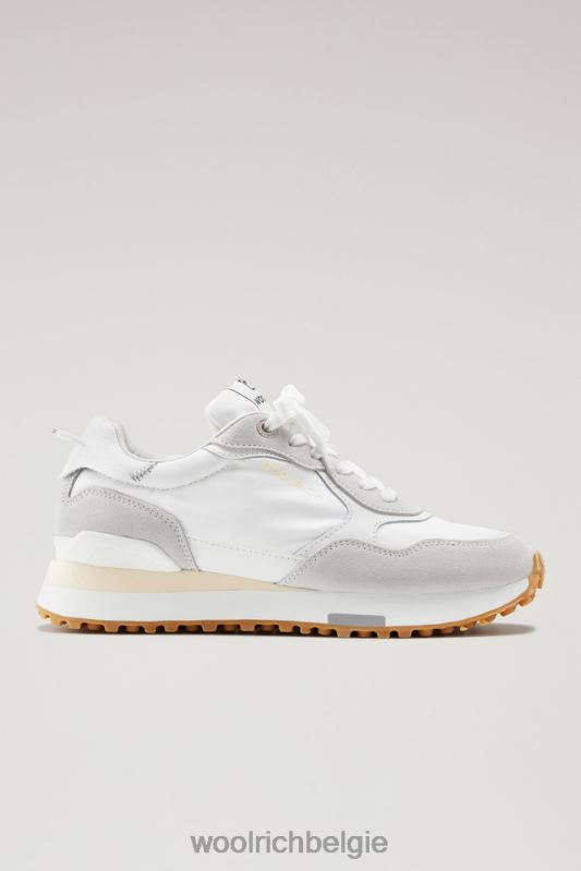 retro sneakers van leer met nylon details Woolrich vrouwen 8TTN0182 Wit wit schoenen