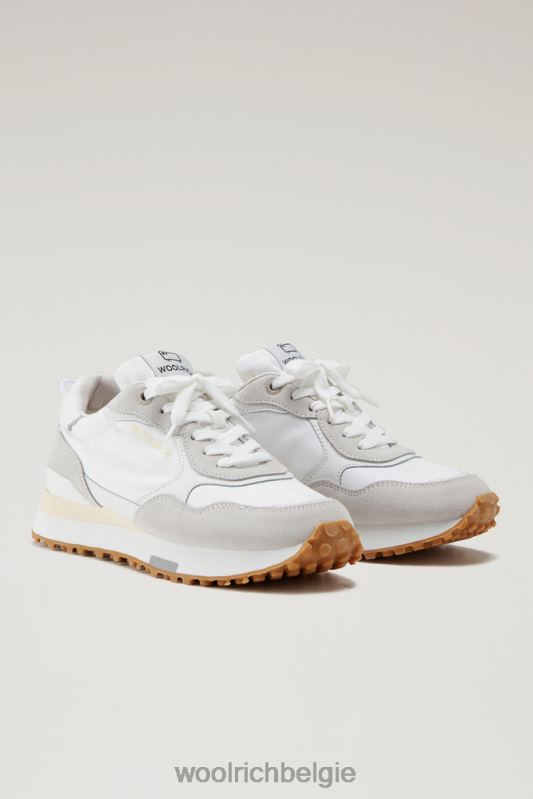 retro sneakers van leer met nylon details Woolrich vrouwen 8TTN0182 Wit wit schoenen