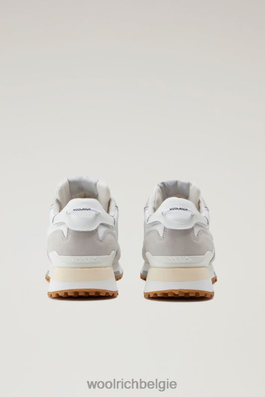 retro sneakers van leer met nylon details Woolrich vrouwen 8TTN0182 Wit wit schoenen