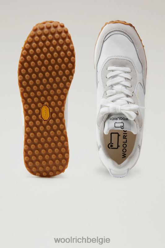 retro sneakers van leer met nylon details Woolrich vrouwen 8TTN0182 Wit wit schoenen