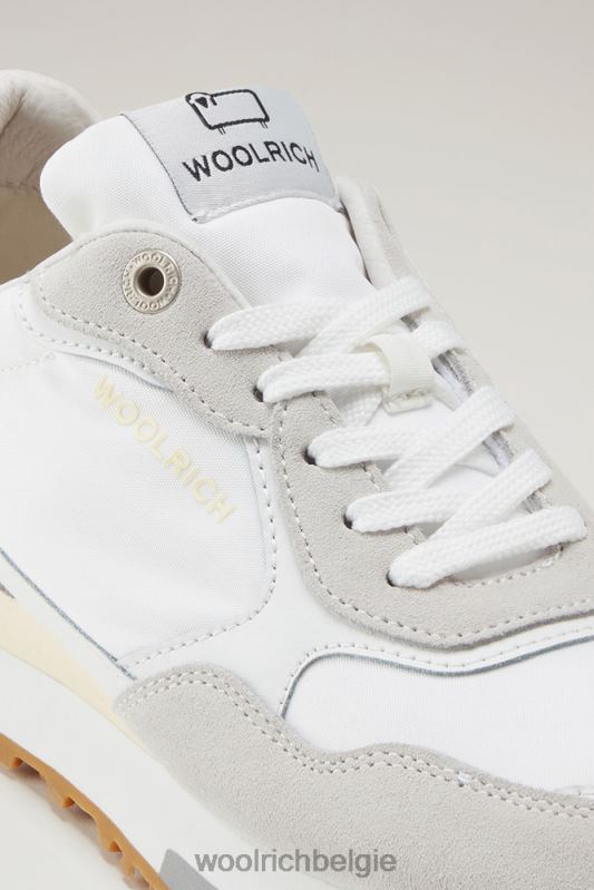 retro sneakers van leer met nylon details Woolrich vrouwen 8TTN0182 Wit wit schoenen